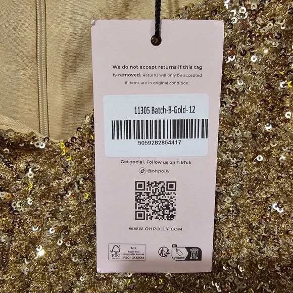Oh Polly Sephina Gold Sequin Long Sleeve Mini Dress Sweetheart Neck Size 8 NEW - Picture 5 of 12